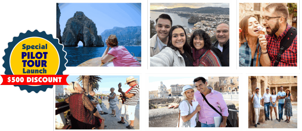 Seaside view of a person sitting on a boat looking at coastal limestone formations in Italy, with vibrant blue waters and clear sky, highlighting scenic Mediterranean landscapes.